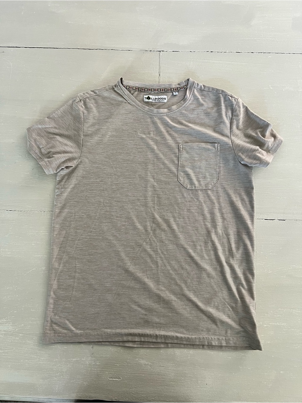 TallWoods Men’s M Buttery Soft Pocket T Shirt Taupe Heather Stretch